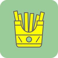 French Fries Filled Yellow Icon vector