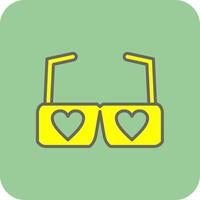 corazón lentes lleno amarillo icono vector