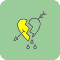 Broken Heart Filled Yellow Icon vector