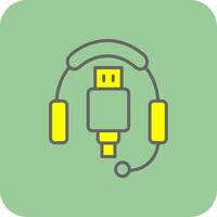 Headphones Filled Yellow Icon vector