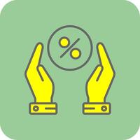 Hand Take And Percent Filled Yellow Icon vector