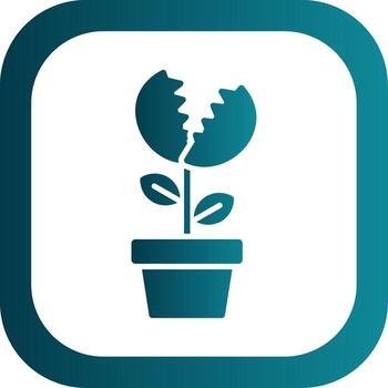 Venus atrapamoscas glifo degradado esquina icono vector