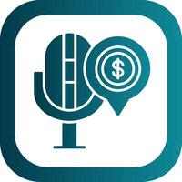 Finanzas podcast glifo degradado esquina icono vector