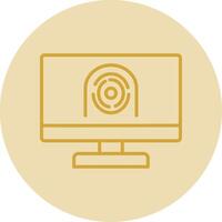 Security Computer Faceprint Line Yellow Circle Icon vector