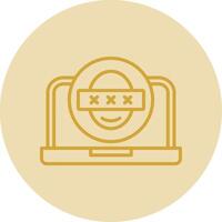Security Laptop Faceprint Line Yellow Circle Icon vector