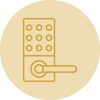 Lock Digital Line Yellow Circle Icon vector