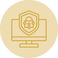 Security Computer Fix Line Yellow Circle Icon vector