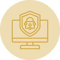 Security Computer Fix Line Yellow Circle Icon vector