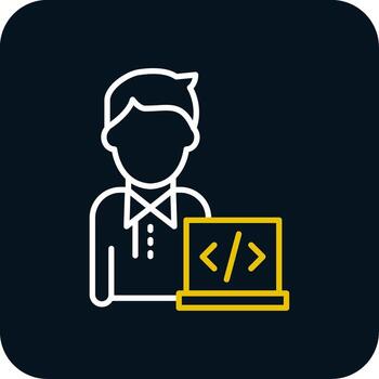 Programmer Line Red Circle Icon vector