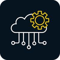 Cloud Computing Line Red Circle Icon vector