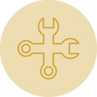 Spanner Line Yellow Circle Icon vector