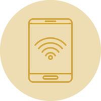 Wifi línea amarillo circulo icono vector