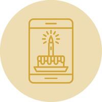 Mobile Phone Line Yellow Circle Icon vector