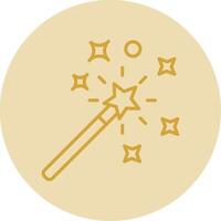 Magic Wand Line Yellow Circle Icon vector