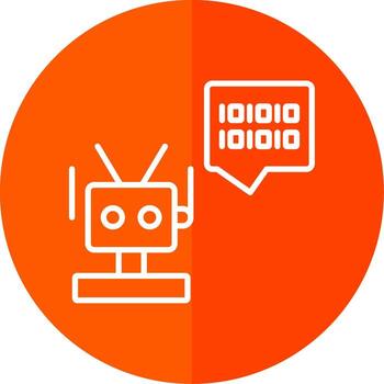 Robot Line Red Circle Icon vector