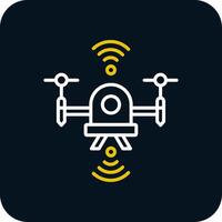 Drone Line Red Circle Icon vector