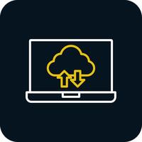 Cloud Computing Line Red Circle Icon vector