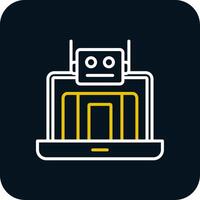 Robot Line Red Circle Icon vector