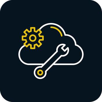 Cloud Computing Line Red Circle Icon vector