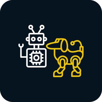 Robot Line Red Circle Icon vector