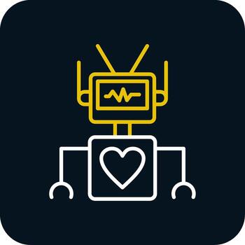 Robot Line Red Circle Icon vector