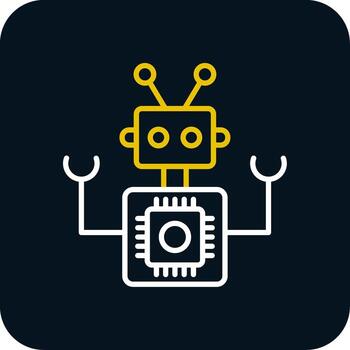 Robot Line Red Circle Icon vector