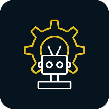 Robot Line Red Circle Icon vector