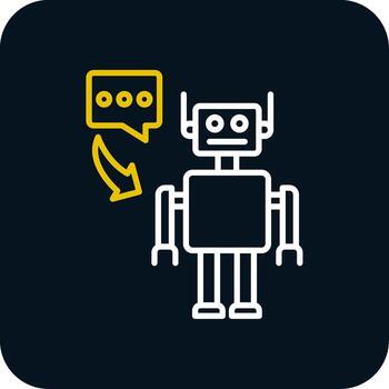 Robot Line Red Circle Icon vector