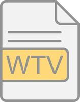 WTV File Format Line Filled Light Icon vector