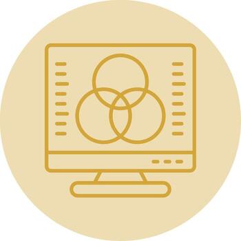Desktop Computer Line Yellow Circle Icon vector