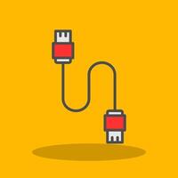 Database Cable Filled Shadow Icon vector
