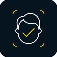Facial Recognition Line Red Circle Icon vector