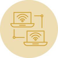 Local Area Network Line Yellow Circle Icon vector