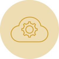 Cloud Settings Line Yellow Circle Icon vector