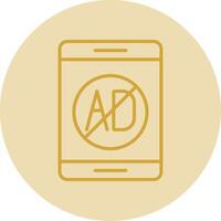 Ad Blocker Line Yellow Circle Icon vector