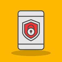 Security mobile Lock Filled Shadow Icon vector