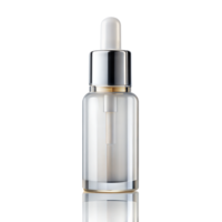 Elegant serum dropper bottle on a reflective surface png