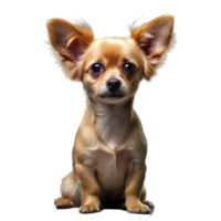 Adorable Chihuahua with large ears sitting attentively png