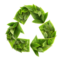 Green leaves forming recycling symbol on transparent background png