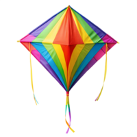 A vibrant kite soars high against a transparent backdrop png