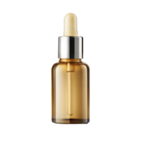 Elegant glass serum bottle with golden dropper isolated png