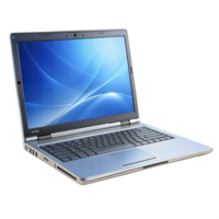 An open laptop computer rests on a transparent surface, ready for use or browsing the internet png