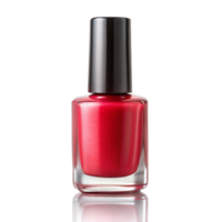 A single bottle of red nail polish placed on a plain transparent background png