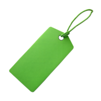 Green tag with string isolated on transparent background png
