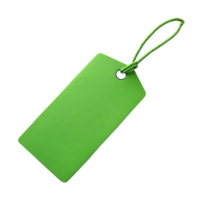 Green tag with string isolated on transparent background png