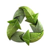 Green leaf forming a sustainable energy symbol on a transparent background png
