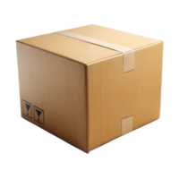 Sealed cardboard box ready for shipping on a clear background png