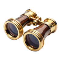 Vintage golden binoculars with a classic design on a clear background png