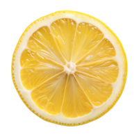 en enda skiva av citron- vilar på en rena, transparent yta png