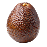 A detailed view of a ripe avocado fruit on a plain transparent surface png